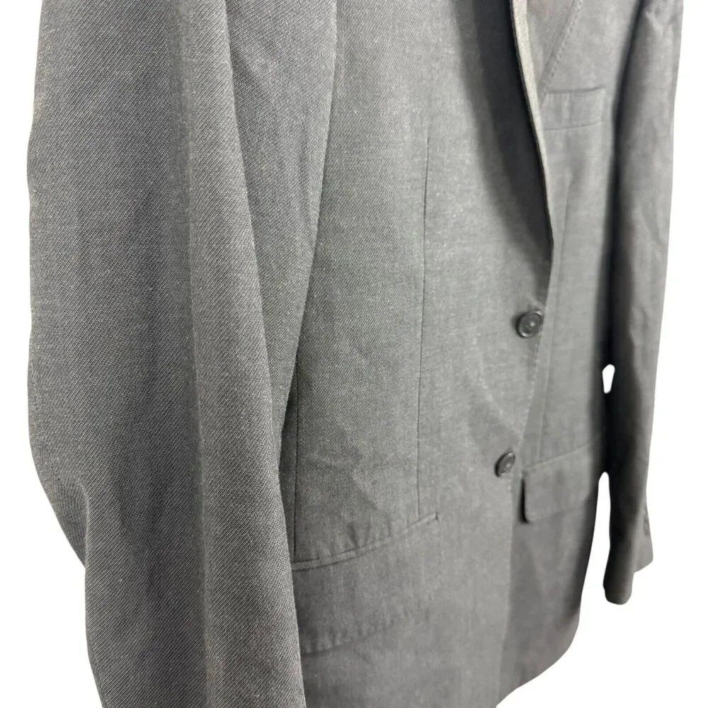 Joseph Jos A Bank Mens Slim Fit Gray Twill Cotton & Wool Suit Jacket Blazer 38 R